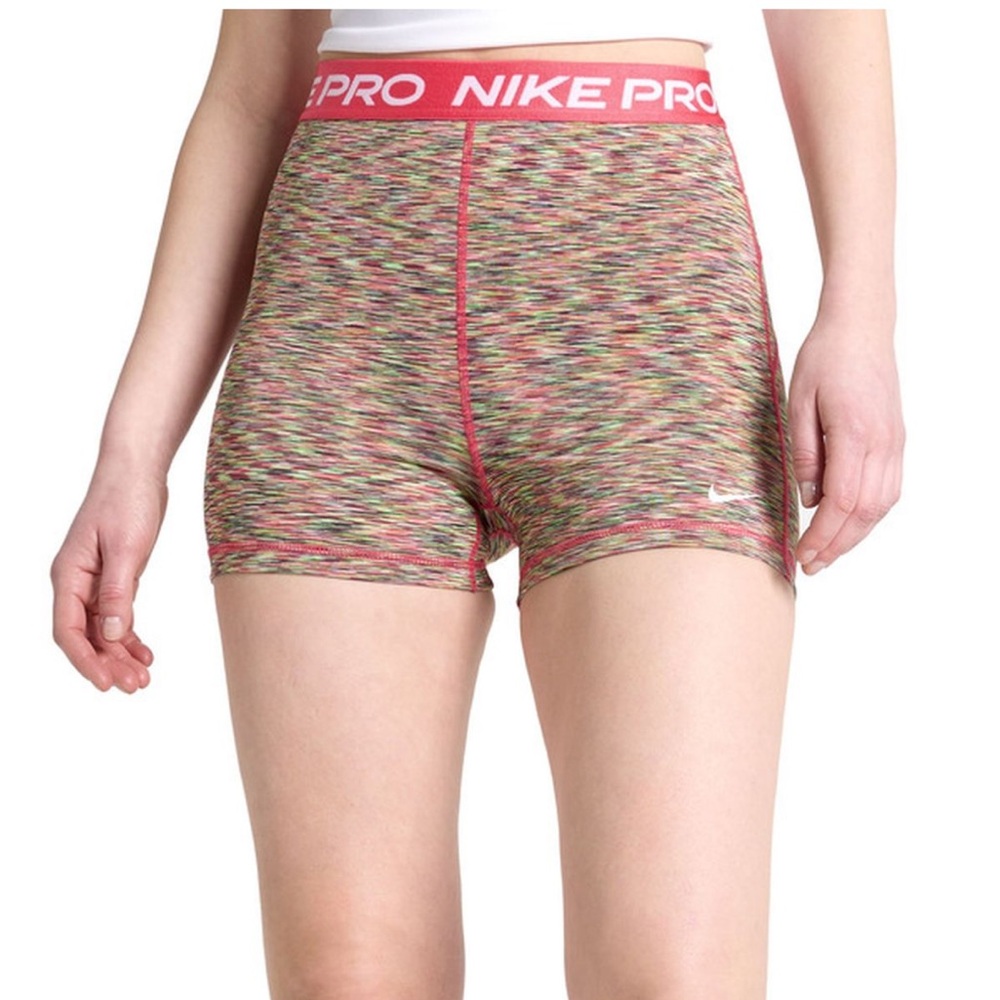 Nike Pro Multicolor Space-Dye Bike Shorts with Pink Waistband